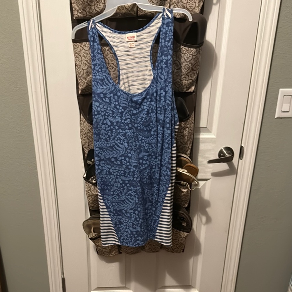Blue Patterned Women's Tank Top